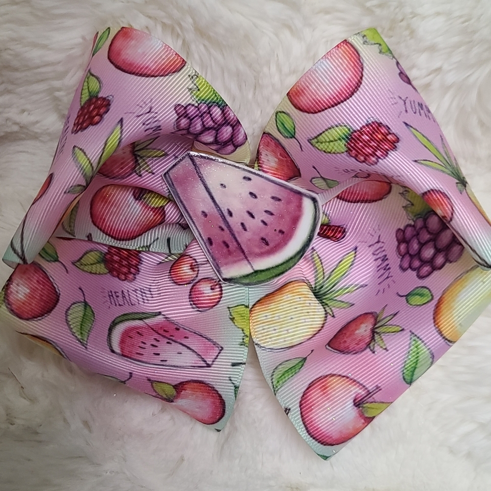 Summer fruits jumbo hair bow